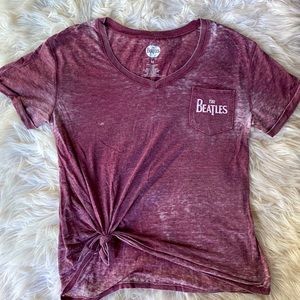 red Beatles t-shirt v-neck